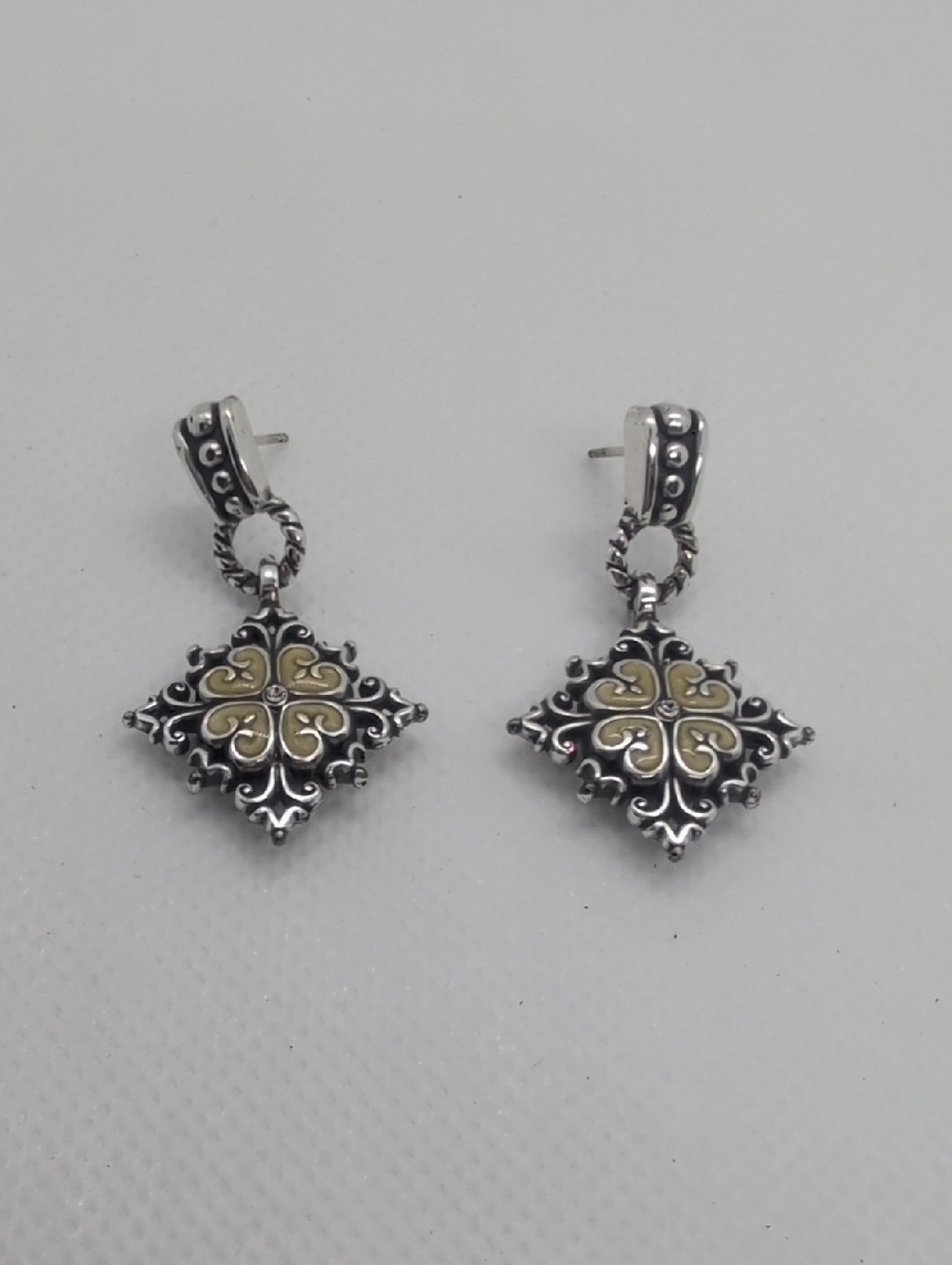 Brighton  Silver Two-Tone Filigree Drop Earrings -